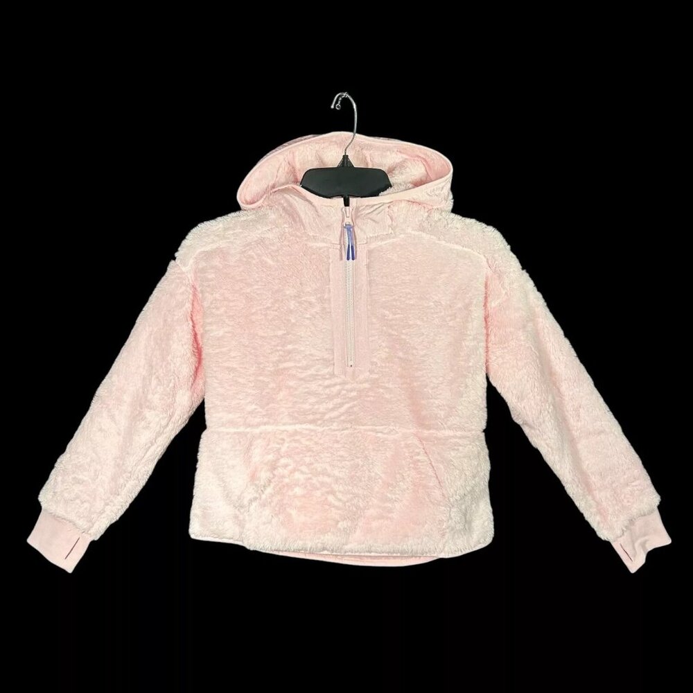 Xersion Youth Girl's Hooded Faux Fur Pullover Size L (14) Light Pink Sweater